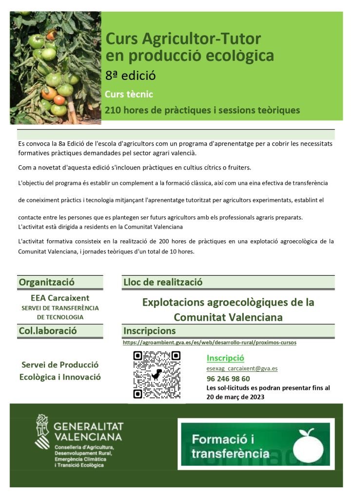 Curs Agricultor - Tutor en ecològic8ª edició del programa formatiu.